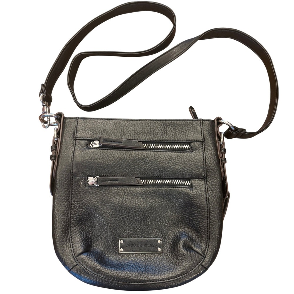Tignanello Black Pebbled Leather Crossbody Organizer Bag A272718